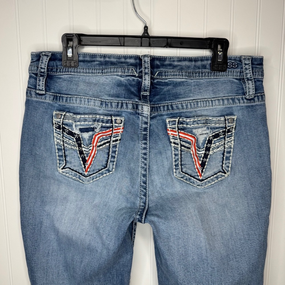 Vigoss Americana Bootcut Jeans Size 14 Embroidered Pockets Medium Wash